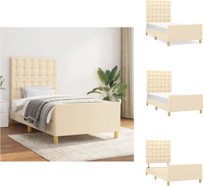 Produktbild von vidaXL Bettgestell mit Kopfteil Creme 90x200 cm Stoff -  Betten & Bettgestelle