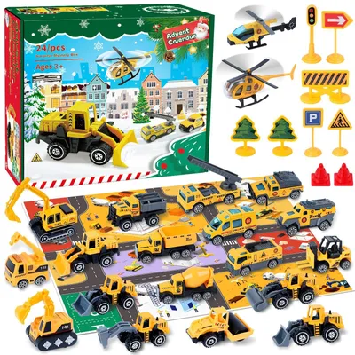 Produktbild von Adventskalender 2026 Kinder Adventskalender Auto Kinder Spielzeug ab 3-12 Jahre Junge Mädchen Weihnachtskalender Baustelle 24Tage Kindergeburtstag