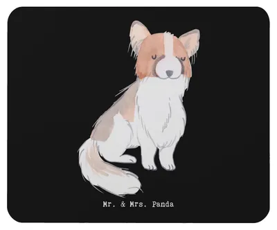 Produktbild von Mr. & Mrs. Panda Mouse Pad Papillon Lebensretter - Schwarz - Geschenk, pc mousepad, Mauspad, laptop, mousematte, Kontinentaler Zwergspaniel
