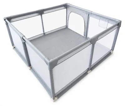 Immagine prodotto di Eurocatch Box bambini L - Recinto 120x120cm - Pieghevole - Rete traspirante - Sicuro e stabile - Con borsa - Grigio