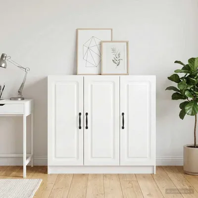 Image de Buffet vidaXL blanc brillant 89 x 34,5 x 77 cm en aggloméré