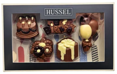 Produktbild von Hussel Schokolade-Deko Set "Happy Birthday", 100g
