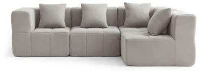 Immagine prodotto di Divano angolare modulare a 4 posti MILYSOFA SOFABULOUS, raffinato tessuto a riccioli, beige pietra