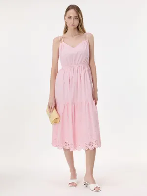 Produktbild von Orsay Hellrosa Damen-Midikleid mit Trägern und Stickerei 40