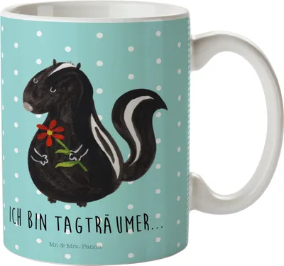 Produktbild von Mr. & Mrs. Panda Plastikbecher Stinktier Blume - Türkis Pastell - Geschenk, Dreams, Wildtier, Haferl, Kindergarten Becher, Träume, Kinderbecher, Pott, Skunk, Raubtier