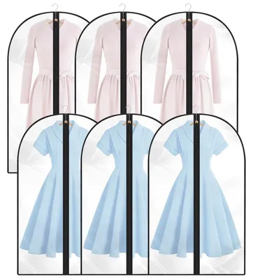 Produktbild von Kleiderhülle Kleiderschutzhülle Kleidersack - 60 x 100 cm - 6 Stück - Transparent PEVA mit Reißverschluss
