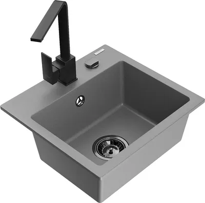 Produktbild von Mexen Milo 1-Becken-Granit-Spüle mit Mischbatterie Rita, Grau - 6505-71-670300-70-B