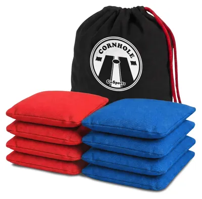 Imagen del producto de Juego de sacos para cornhole, 8 unidades, 4 rojos y 4 azules, resistente a la intemperie, para uso en exteriores