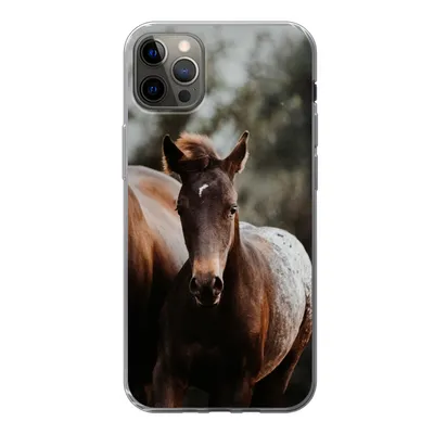 Produktbild von MuchoWow® Handyhülle Schutzhülle Hülle für iPhone 13 Pro Max Pferde - Wald - Berge Silikon Softcase Handy Hülle - Mobiltelefon