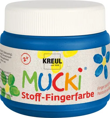Stoff-Fingerfarbe 150 ml Blau, waschbar, vegan