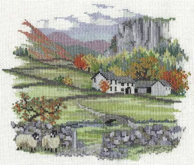 Zdjęcie produktu dla Zestaw do haftu krzyżykowego Bothy Threads "Landscape - Cragside Farm", 20x17cm, DWCON01, wzór liczony