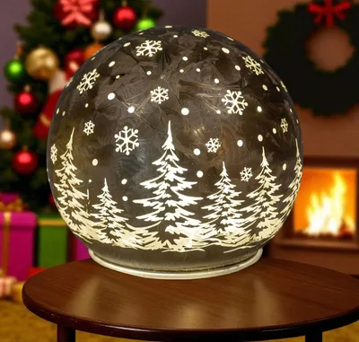 Produktbild von formano LED Deko-Kugel Frosty Braun 12cm Glaskugel Timer 6h/18h Weihnachten Deko
