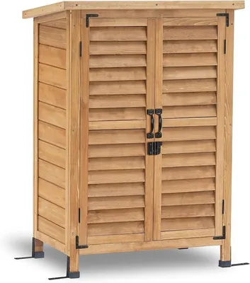 Obrázok produktu pre MCombo, záhradná skrinka, úložný box na náradie, vonkajšia skrinka, záhradná skrinka 0690, vyrobená z dreva, prírodná farba, rozmer 47 x 63 x 96 cm