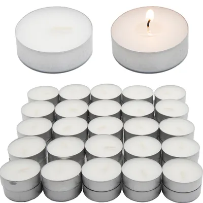 Produktbild von 50x Teelicht Windlicht Teekerze Teelichter Kerzen Weiß Teelichtofen Set