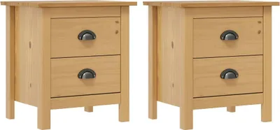 Produktbild von Möbel Nachttische Hill 2 Stk. 46x35x49,5 cm Massivholz Kiefer - Nachttische & -schränke 288907