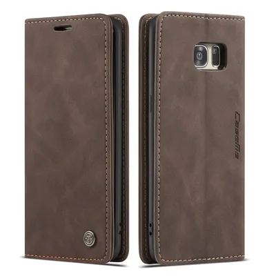 Immagine prodotto di Custodia Galaxy S7 Edge, Custodia retrò in Finto cuoio, tasche per carte, chiusura magnetica, custodia con funzione stand per Samsung Galaxy S7 Edge Caffè