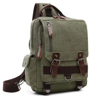 Immagine prodotto di Omgoods - Borsa a tracolla da uomo - Borsa a tracolla in tela verde