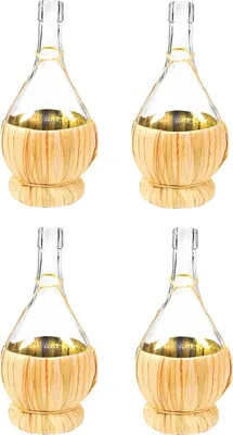 Produktbild von 4x 1L Glasflasche + Graskorb/GLASBALLON Weinballon Flasche Karaffe Likörflaschen Essig-Öl Flaschen Schnapsflaschen Weinflasche
