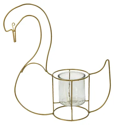 Produktbild von Clayre & Eef Teelichthalter Schwan 33x13x41 cm Goldfarbig Eisen