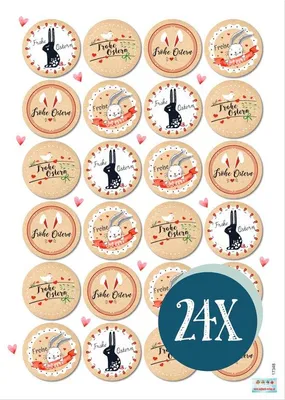 Produktbild von Sticker-Set - 24 Selbstklebende Sticker - Ø 4 cm