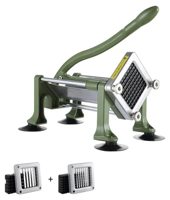 Immagine prodotto di VEVOR Taglierina per patatine fritte Taglierina per patate con lama in acciaio inox da 1/2 e 3/8 di pollice, taglierina e tritatutto manuale con ventose