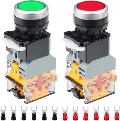 Zdjęcie produktu dla Przełącznik dwukolorowy 22 mm, 10 A, 1NO, 1NC, wskaźnik LED, czerwony/zielony
