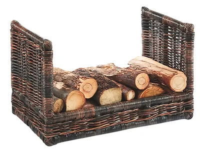 Produktbild von Lockardi Kaminholzablage Kaminholzregal krabu Rattan mit Leinenstoff - 75x44x45cm