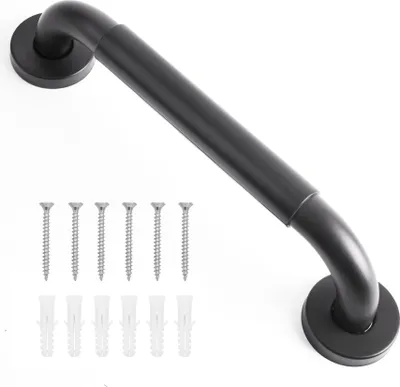 Produktbild von Griff Antirutsch für Bad, Dusche, Badezimmer, Toilette - Wandgriff Sicherheitshilfen für Senioren - Schwarz - 30 cm