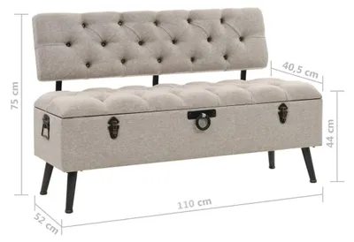Obrázok produktu pre vidaXL Lavica s úložným priestorom a operadlom 110 cm krémová látka