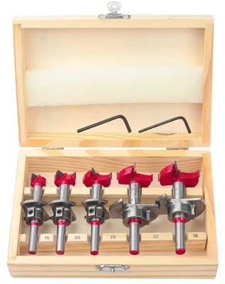 Produktbild von Forstnerbohrer Set 5tlg - Verstellbar mit Tiefenanschlag 15-35mm