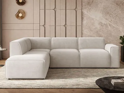 Produktbild von GrainGold Ecksofa L-Form Links Eluno - Ecksofa mit Schlaffunktion, Bettkasten - Moderne Ecksofa, Wohnzimmer Sofa - Eckcouch Hellbeige (Castel 03)