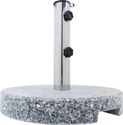 anaterra® Sonnenschirmständer - Granit, 20 kg, Rund, mit Griff, Adapter, Edelstahl, Grau - Schirmständer, Sonnenschirmsockel, Ständer für Sonnenschirm
