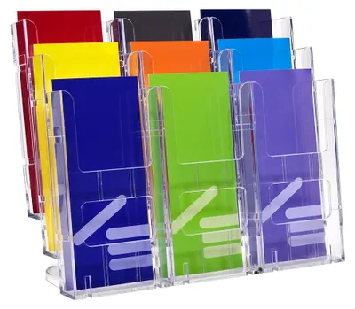 Produktbild von Tischprospektständer DIN Lang (99x210mm)  mit 9 Fächer Prospektständer / Prospekthalter / Flyerständer / Flyerhalter
