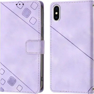Produktbild von Hülle für iPhone XS Max Prägung Flip Leder Brieftasche Schutzhülle mit Ständer Lila