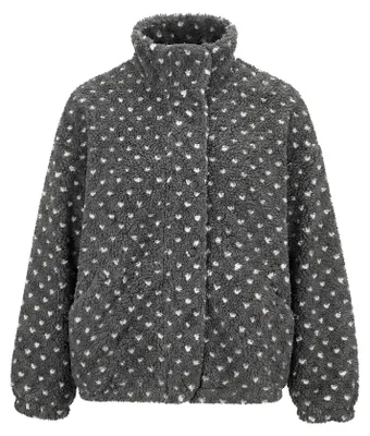 Produktbild von Damen Jacke grau Größe M mit Herzmuster und Stehkragen