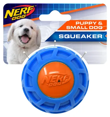 Produktbild von NERF Dog TPR EXO Quietschball, 6,4 cm, Blau/Orange