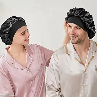 Produktbild von 2 Stück Seidenhauben zum Schlafen, Satin-Haarhauben für die Nacht, weiche Schlafhauben aus Seide, atmungsaktive Schlafmützen für Damen und Mädchen