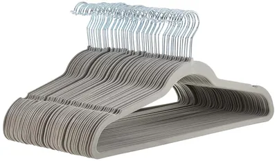 Produktbild von Amazon Basics Kleiderbügel aus Samt für Anzüge, grau, schmal, rutschfest, 50er-Pack