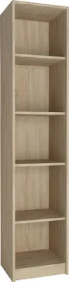 Image de Bibliothèque à 5 niveaux Étagère en finition mate de 39 cm de large, étagère sur pied avec 4 tablettes, idéale pour la chambre à coucher, le salon, l'entrée sonoma