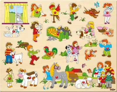 Produktbild von Kinder Tier Holz-Steckpuzzle - Holzspielzeug Setzpuzzle