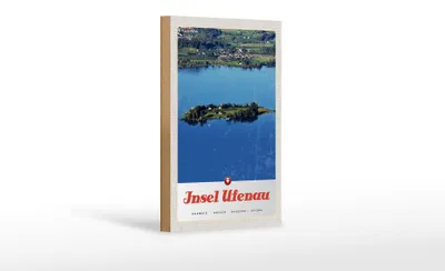 Produktbild von Holzschild Reise 12x18 cm Insel Ufenau Schweiz Häuser Natur