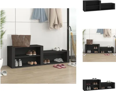 Produktbild von vidaXL Schuhschrank Schwarz 150x35x45 cm Holzwerkstoff -  Schuhregale & -schränke
