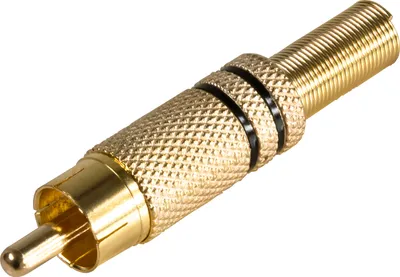 Produktbild von Cinch-Stecker HOLLYWOOD vergoldet mit Knickschutz, schwarz