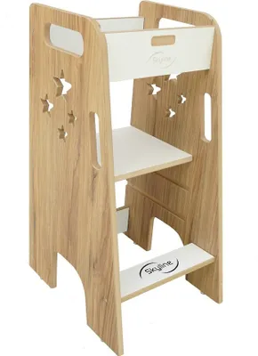 Produktbild von Skyline Steh und Lernturm Baby ab 1 Jahr Montessori Learning Tower Höhenverstellbar Tritthocker Kinder Indoor Möbel Kinderzimmer Trittschemel Kitchen