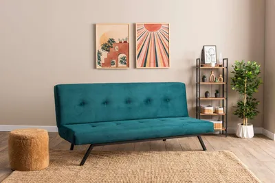 Produktbild von Hanah Home, Zola - Petrol Green, 3-Sitzer-Schlafsofa, Petrolgrün, 100% POLYESTER, 78 x 64 x 180 cm