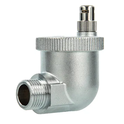 A silver automatic air vent for heating systems.
