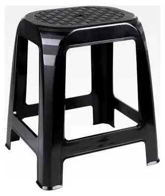Produktbild von Kunststoff Tritthocker schwarz bis 120 kg belastbar - 46 x 41 cm - Hochstuhl für Küche und Badezimmer - Sitzhocker für den Haushalt - Trittleiter