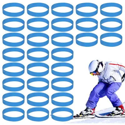 Productafbeelding van Remgordelbinding 30 Stuks - Blauw - Snowboardbinding - Skiaccessoires - Elastische Rubber - Duurzaam Materiaal - Skiremming