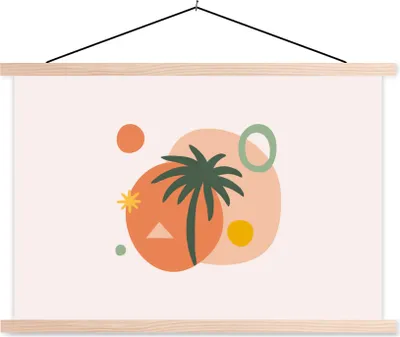 Produktbild von MuchoWow® Textilposter Palme - Figuren - Design 60x40 cm mit holzfarbenen Rahmen - Bilder