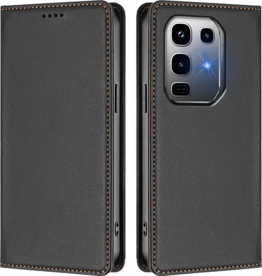 Produktbild von Handyhülle für Infinix Note 50 Pro+ 5G, Kunstleder Klapphülle Stoßfeste Magnetische Hülle mit Ständer Schwarz